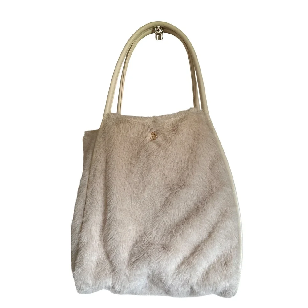 NEW NWOT Victoria's Secret Faux Fur Tote Bag Fuzzy Shoulder Winter Hobo